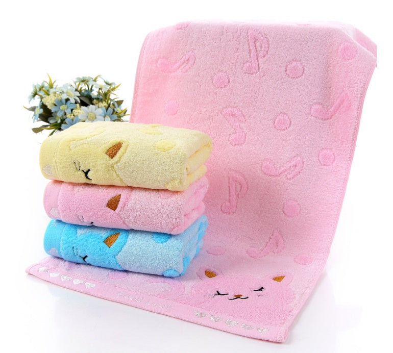 KTX-901075 Bamboo Fiber Kitten Face Bath Towels - Soft, Absorbent, Eco-Friendly 25x50CM