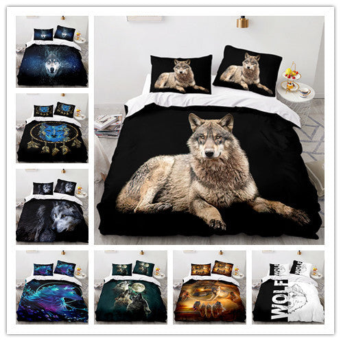 KTX-901331 Animal Printed Three-Piece Bedding Set in Multiple Sizes - Modern Simplicity Design