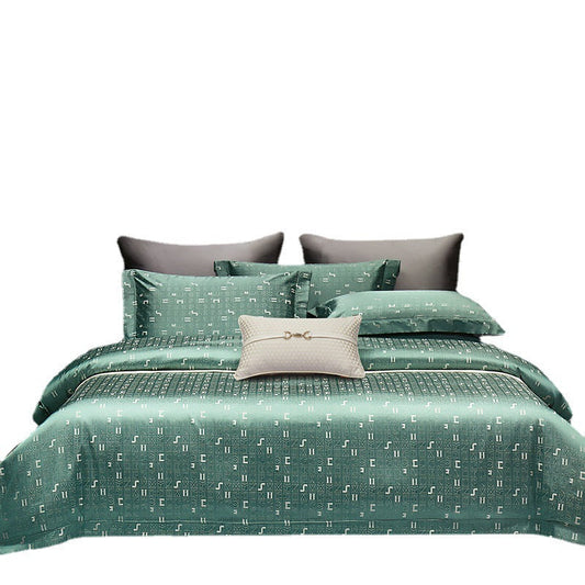 KTX-902483 Elegant Long-Staple Cotton Jacquard Four-Piece Bedding Set in Striped and Solid Designs
