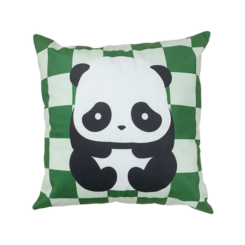 KTX-902547 Plush Cartoon Panda Pillow Case with Insert - 45x45 Polyester Cushion Cover