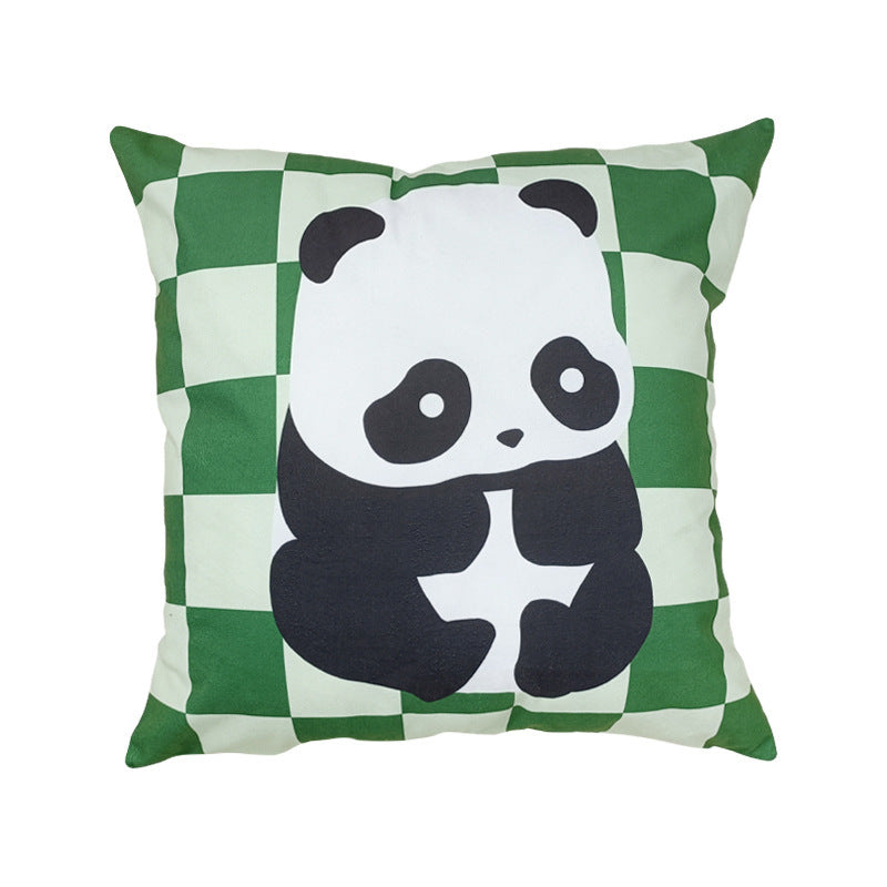 KTX-902547 Plush Cartoon Panda Pillow Case with Insert - 45x45 Polyester Cushion Cover