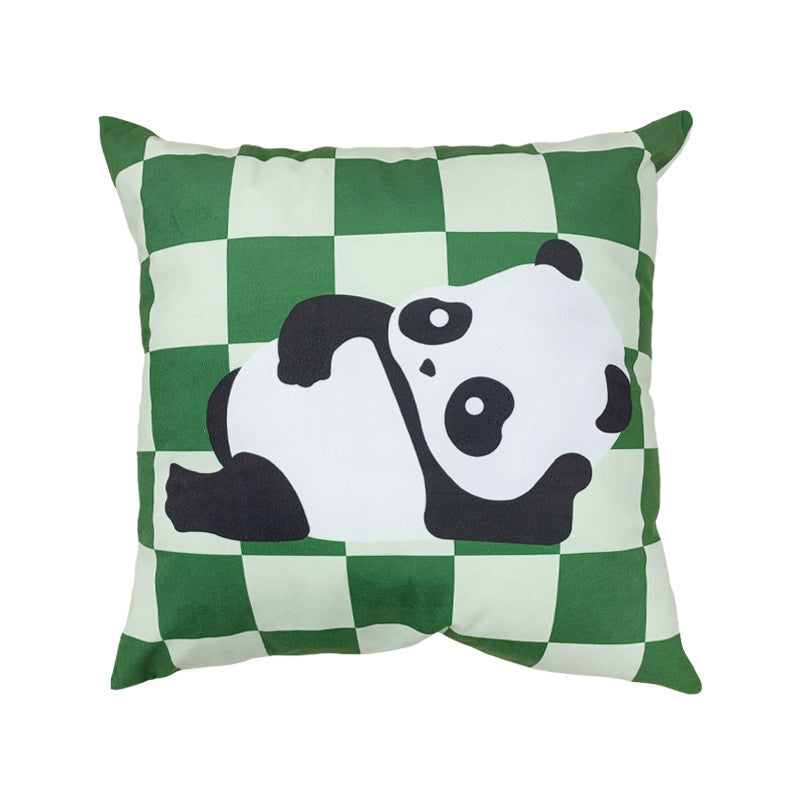 KTX-902547 Plush Cartoon Panda Pillow Case with Insert - 45x45 Polyester Cushion Cover