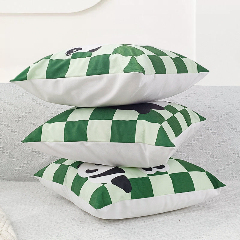 KTX-902547 Plush Cartoon Panda Pillow Case with Insert - 45x45 Polyester Cushion Cover