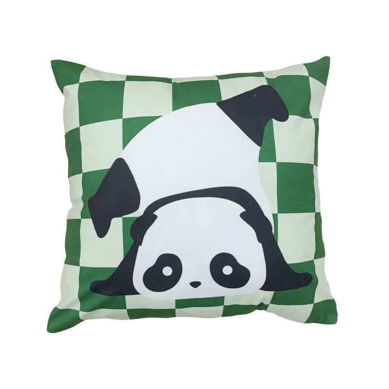 KTX-902547 Plush Cartoon Panda Pillow Case with Insert - 45x45 Polyester Cushion Cover