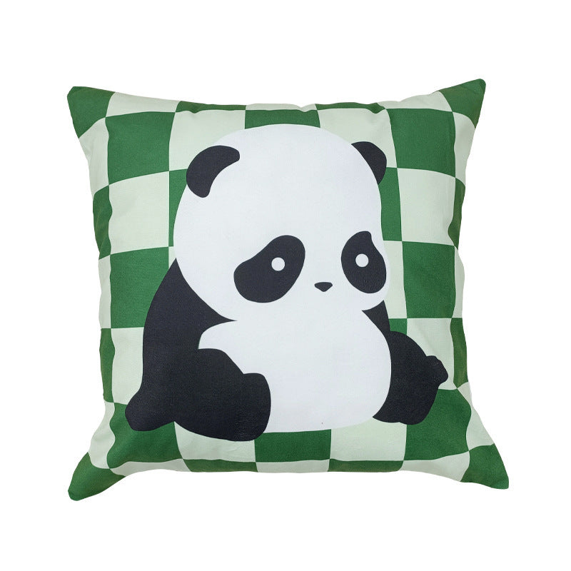 KTX-902547 Plush Cartoon Panda Pillow Case with Insert - 45x45 Polyester Cushion Cover