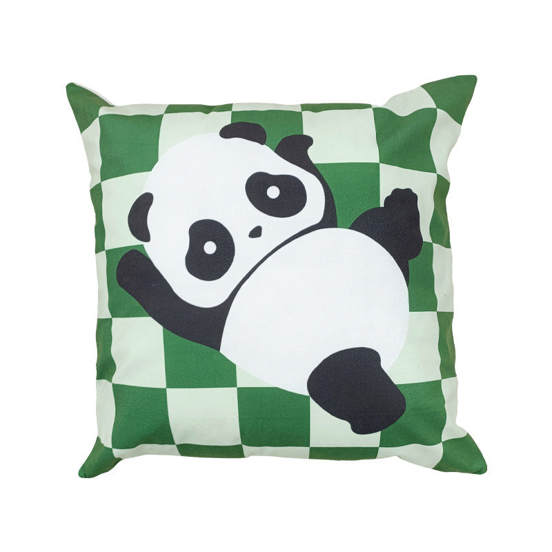 KTX-902547 Plush Cartoon Panda Pillow Case with Insert - 45x45 Polyester Cushion Cover