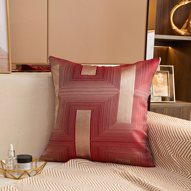 KTX-903635 Geometric Pattern Jacquard Square Cushion Cover in Multiple Colors
