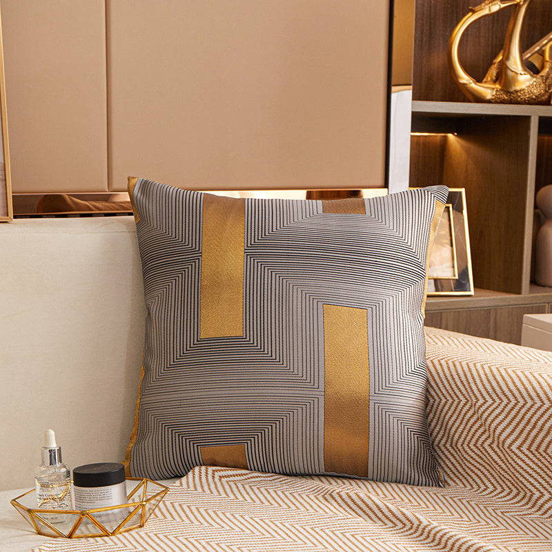 KTX-903635 Geometric Pattern Jacquard Square Cushion Cover in Multiple Colors