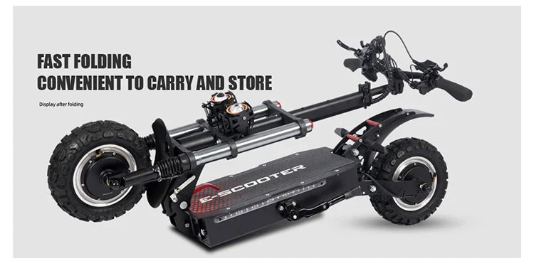 KTX-904147 Foldable 11-Inch Electric Off-Road Scooter, Dual Motor, Up to 100KM Range, Waterproof, 200KG Max Load