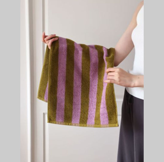 KTX-904211 Mori Retro Style Wide Stripe Combed Cotton Towel