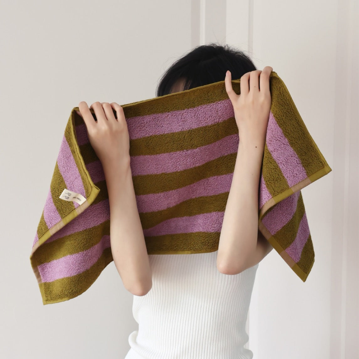 KTX-904211 Mori Retro Style Wide Stripe Combed Cotton Towel