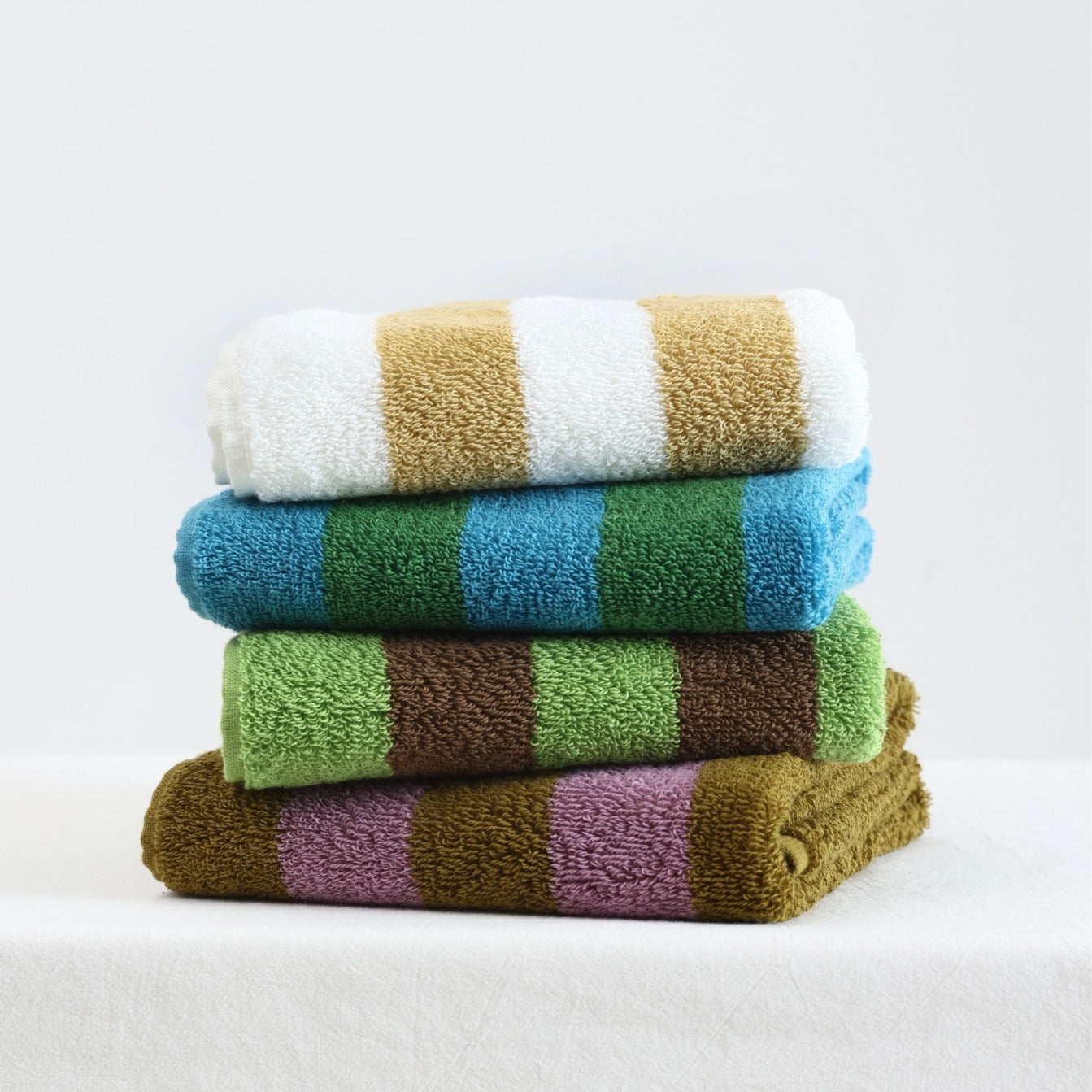 KTX-904211 Mori Retro Style Wide Stripe Combed Cotton Towel