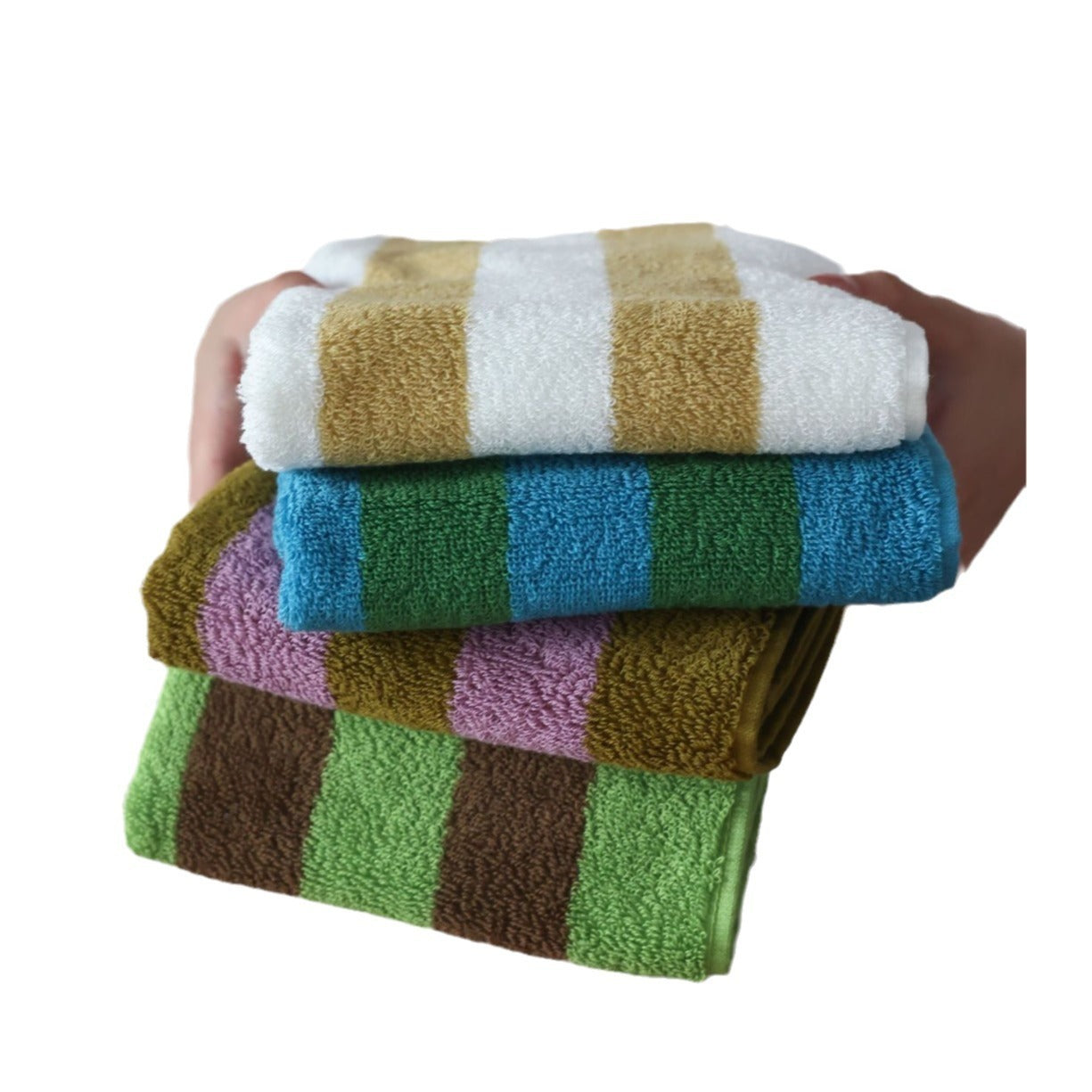 KTX-904211 Mori Retro Style Wide Stripe Combed Cotton Towel