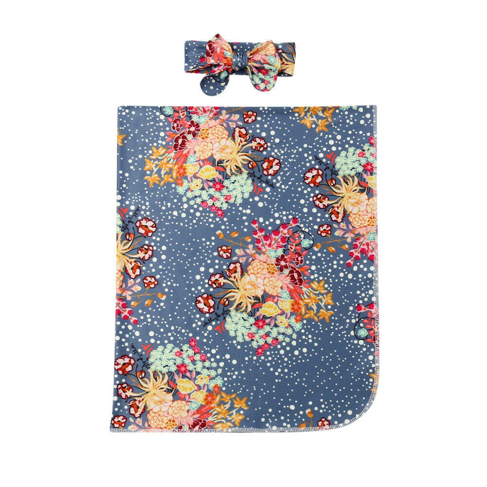 KTX-904275 Floral Baby Blanket & Wrap Towel for Summer, Soft Polyester in White, Yellow, Gray