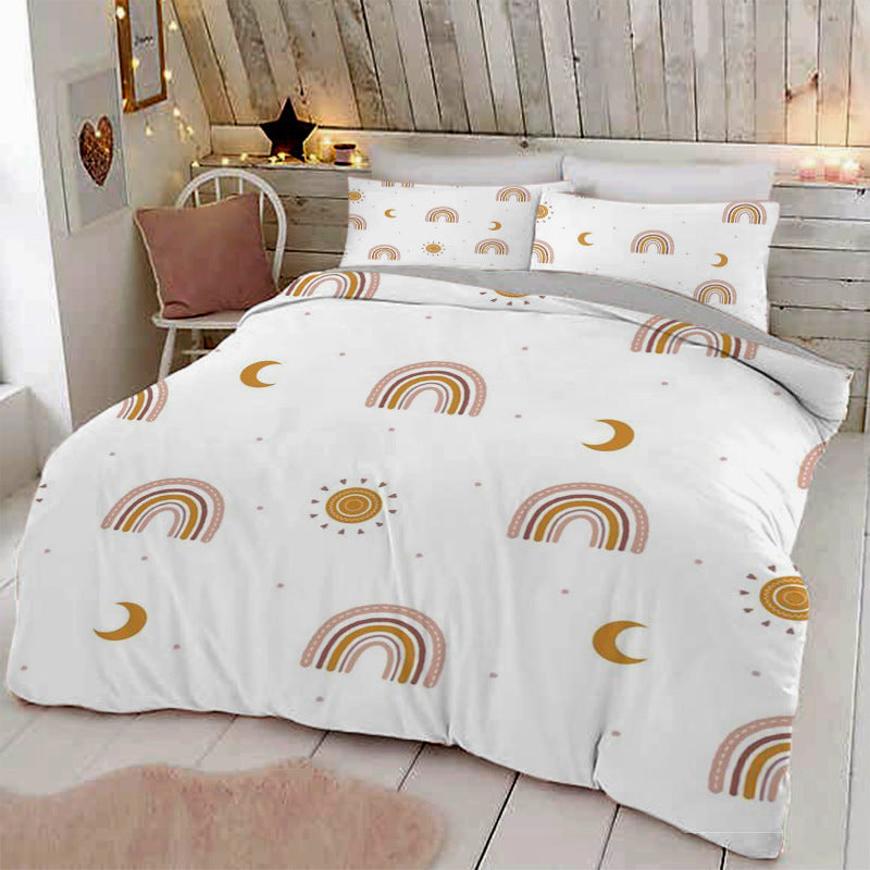 KTX-905107 Pastel Landscape Three-Piece Bedding Set for 1.8m Bed - Soft Chemical Fiber Material with Printing Finish