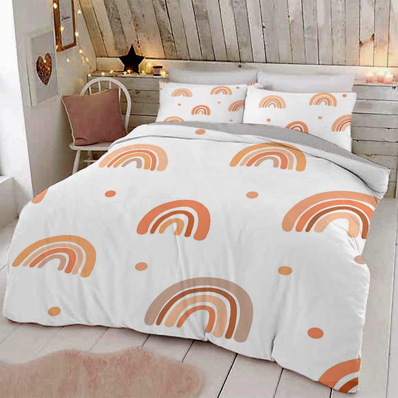 KTX-905107 Pastel Landscape Three-Piece Bedding Set for 1.8m Bed - Soft Chemical Fiber Material with Printing Finish