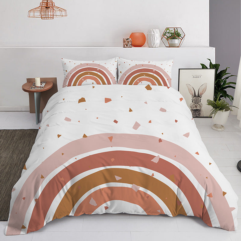 KTX-905107 Pastel Landscape Three-Piece Bedding Set for 1.8m Bed - Soft Chemical Fiber Material with Printing Finish