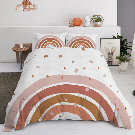 KTX-905107 Pastel Landscape Three-Piece Bedding Set for 1.8m Bed - Soft Chemical Fiber Material with Printing Finish