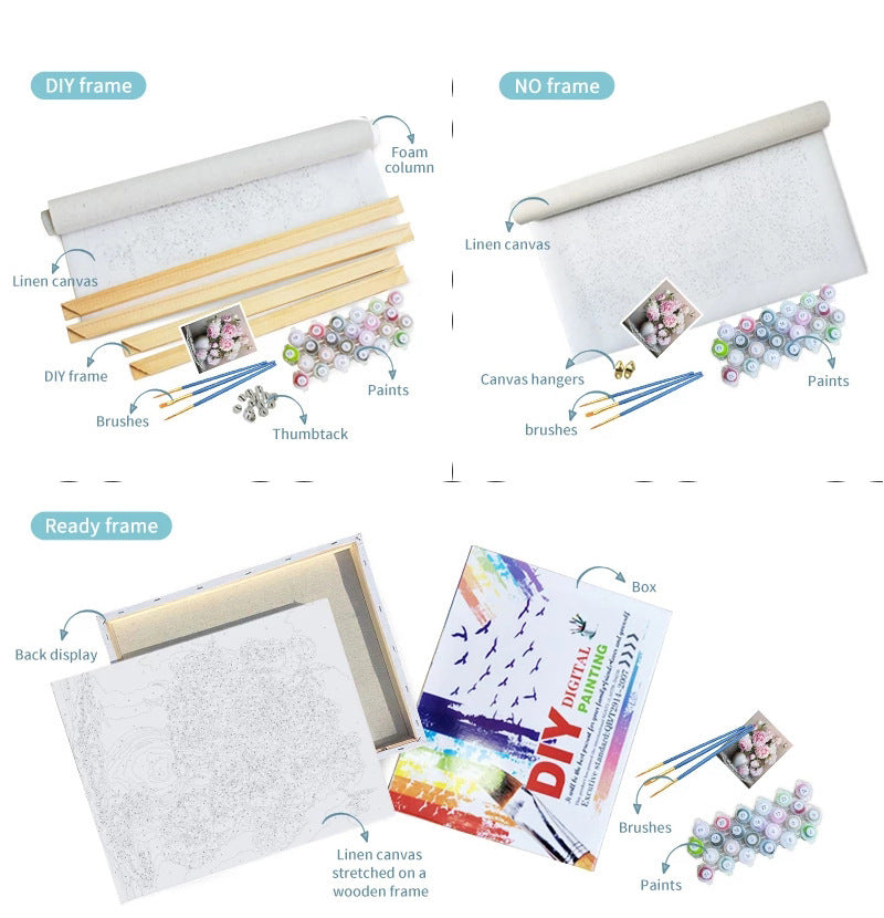 KTX-905875 Frameless Digital Oil Painting of Classic 24 Colors Floral Design, Modern Simplicity 40x50cm