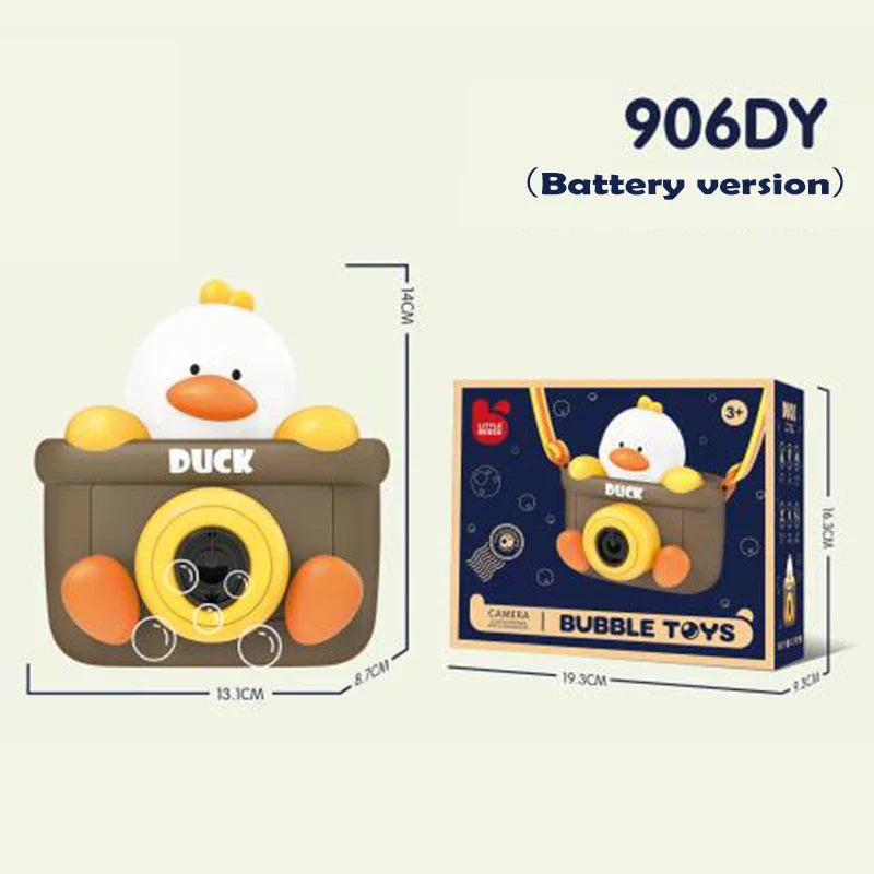 KTX-906195 Cartoon Duck Camera Bubble Toy for Kids, Leak-Proof Design, Outdoor Fun Summer Bubble Machine