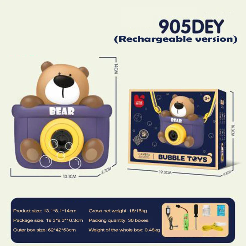 KTX-906195 Cartoon Duck Camera Bubble Toy for Kids, Leak-Proof Design, Outdoor Fun Summer Bubble Machine