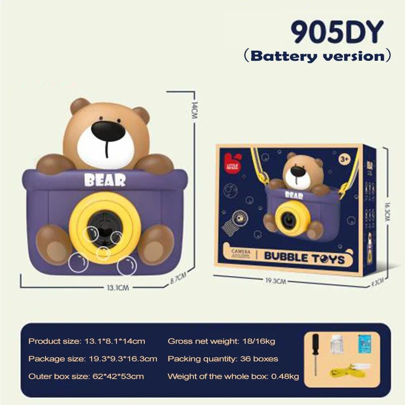 KTX-906195 Cartoon Duck Camera Bubble Toy for Kids, Leak-Proof Design, Outdoor Fun Summer Bubble Machine