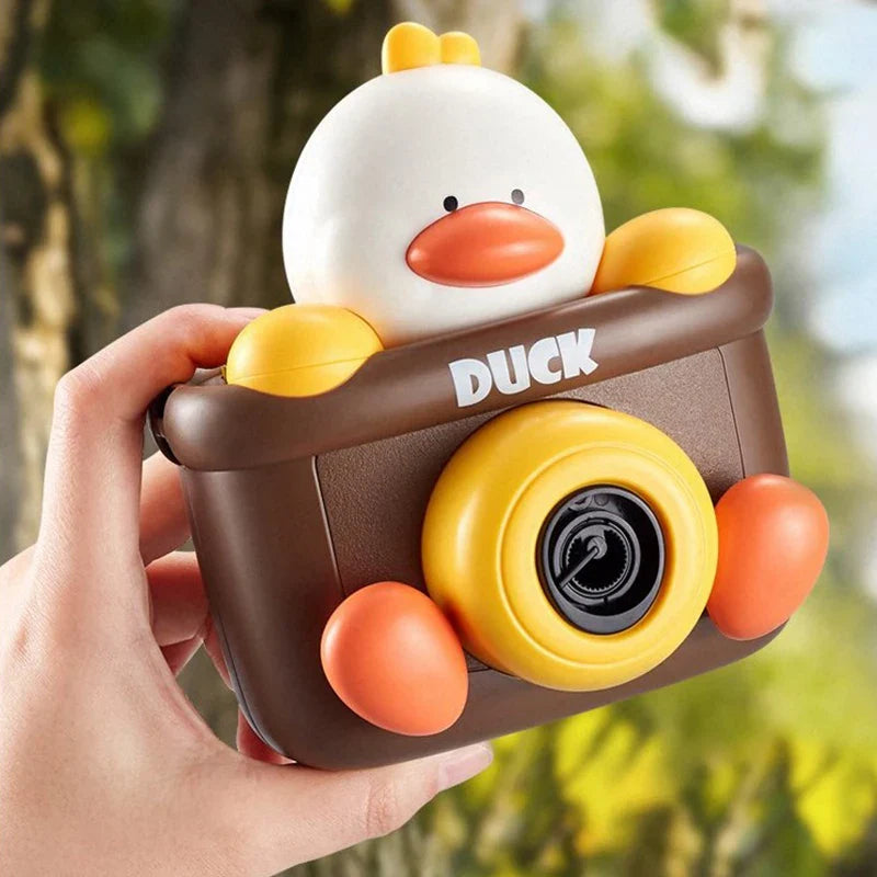 KTX-906195 Cartoon Duck Camera Bubble Toy for Kids, Leak-Proof Design, Outdoor Fun Summer Bubble Machine