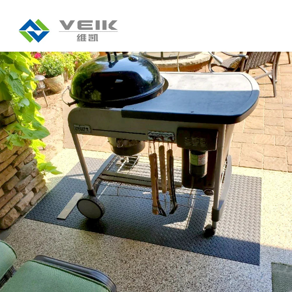 KTX-906451 BBQ Grill Under Mat - PVC Fireplace Protection Carpet for Outdoor Cooking