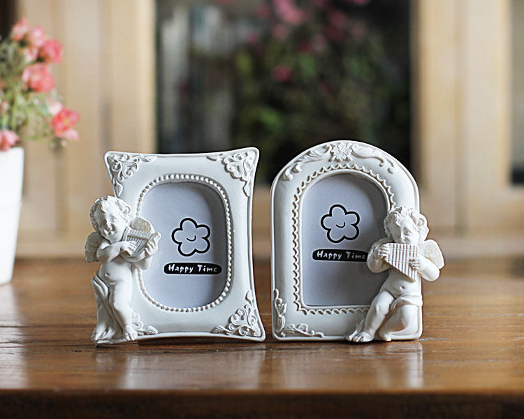 KTX-907027 Cupid Little Angel Heart-Shaped Resin Photo Frame with Variety of Designs and Sizes