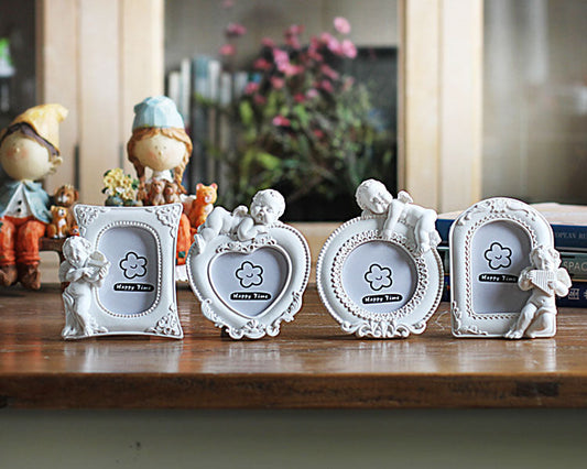 KTX-907027 Cupid Little Angel Heart-Shaped Resin Photo Frame with Variety of Designs and Sizes