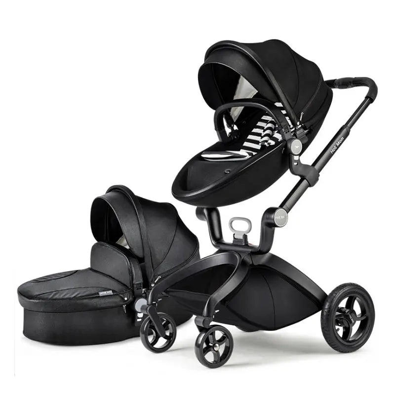 KTX-907283 Luxury Foldable 3-in-1 Aluminium Pram Travel System with Eco Leather Seat