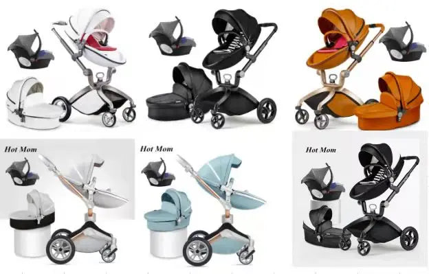 KTX-907283 Luxury Foldable 3-in-1 Aluminium Pram Travel System with Eco Leather Seat