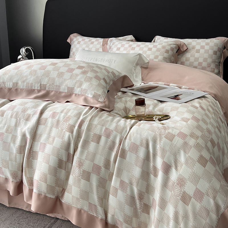 KTX-907411 Lyocell Fiber Four-Piece Plant and Flower Quilt Cover Set - Available in Multiple Sizes