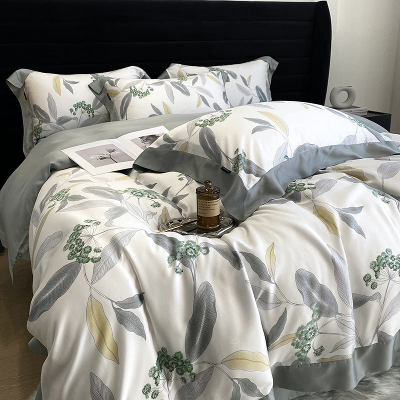 KTX-907411 Lyocell Fiber Four-Piece Plant and Flower Quilt Cover Set - Available in Multiple Sizes