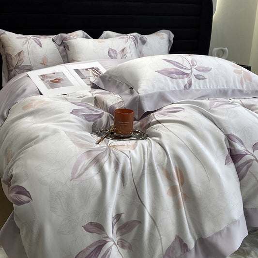 KTX-907411 Lyocell Fiber Four-Piece Plant and Flower Quilt Cover Set - Available in Multiple Sizes