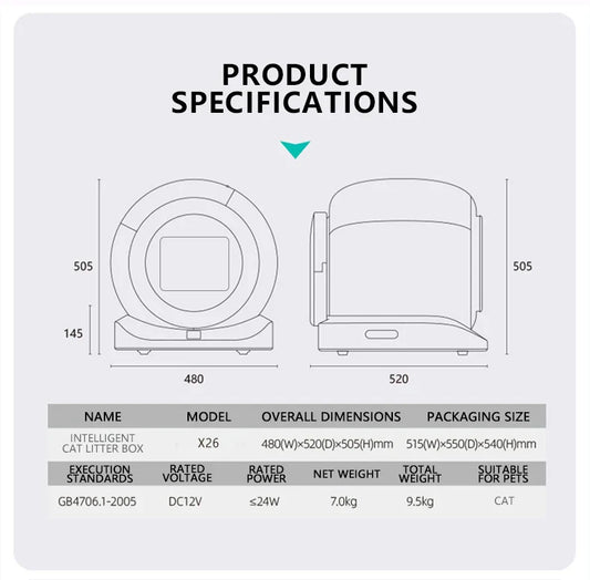 KTX-907539 Smart Self-Cleaning Cat Litter Box with Ion Purification and Large Capacity – 65L Design