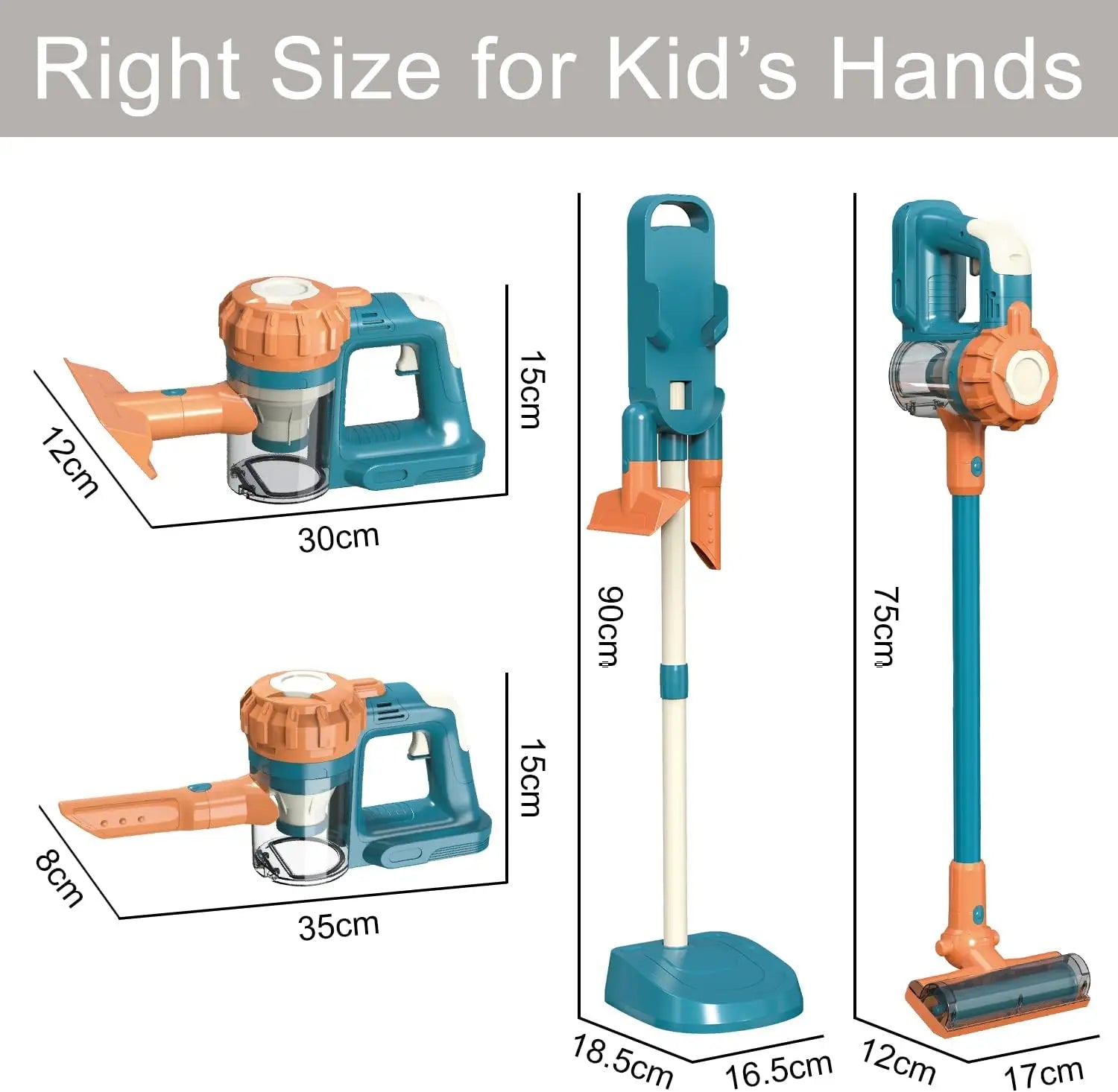 KTX-909075 3-in-1 Toddler Pretend Play Vacuum Cleaning Set for Kids Ages 2-13