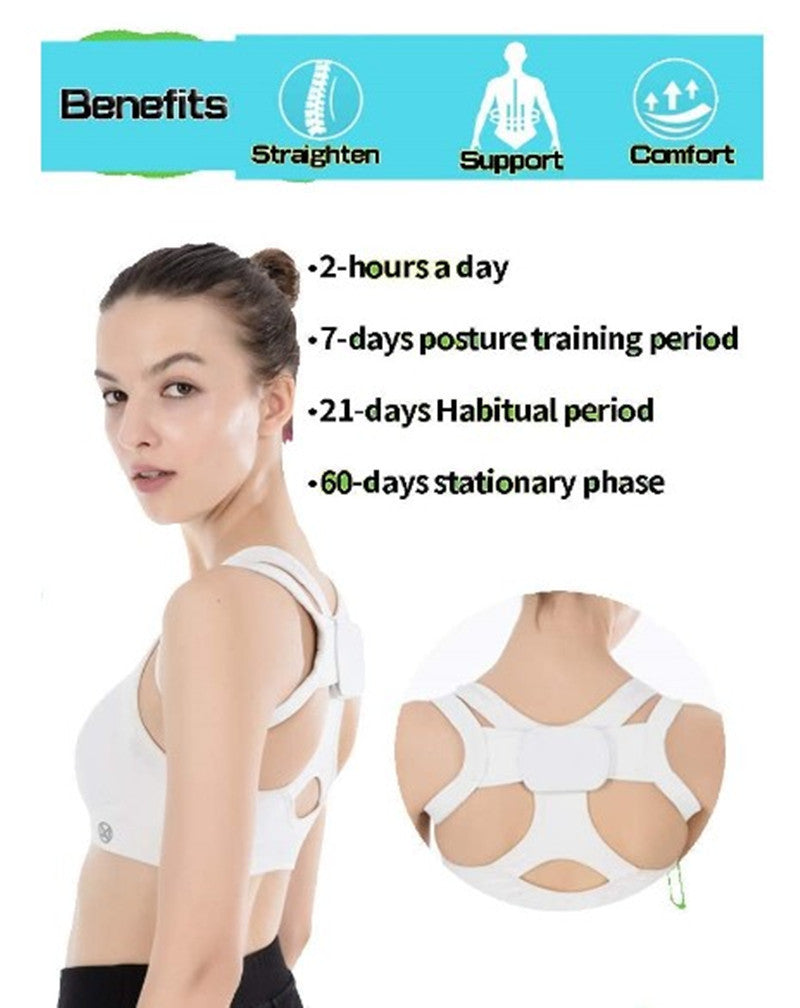 KTX-909075 Back Correction Strap for Adult Students - Elastic Shoulder & Chest Support, Available in White and Black