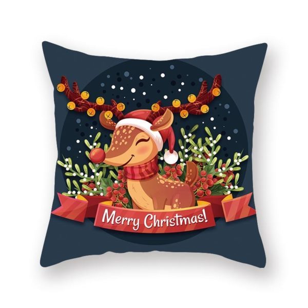 KTX-909075 Christmas Short Plush Digital Print Sofa Pillowcase - 45x45cm
