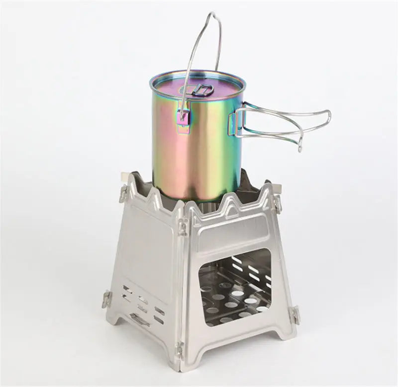 KTX-909907 Portable Stainless Steel Camping Stove - Compact Picnic Barbecue for Outdoor Cooking