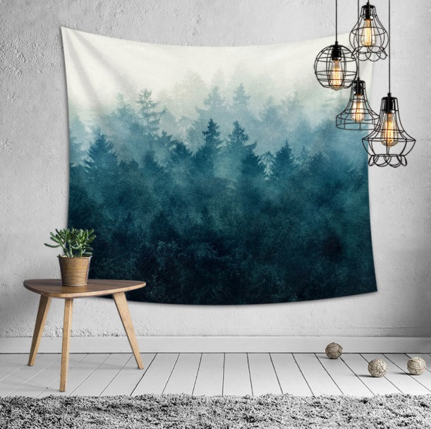 KTX-910099 Geometric Floral Print Polyester Tapestry - Machine Washable, Multiple Sizes Available