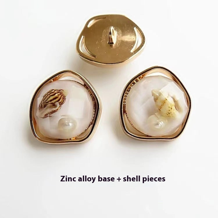 KTX-910227 Gold Irregular Natural Shell Alloy Buttons for Jackets, Coats, and Knitwear