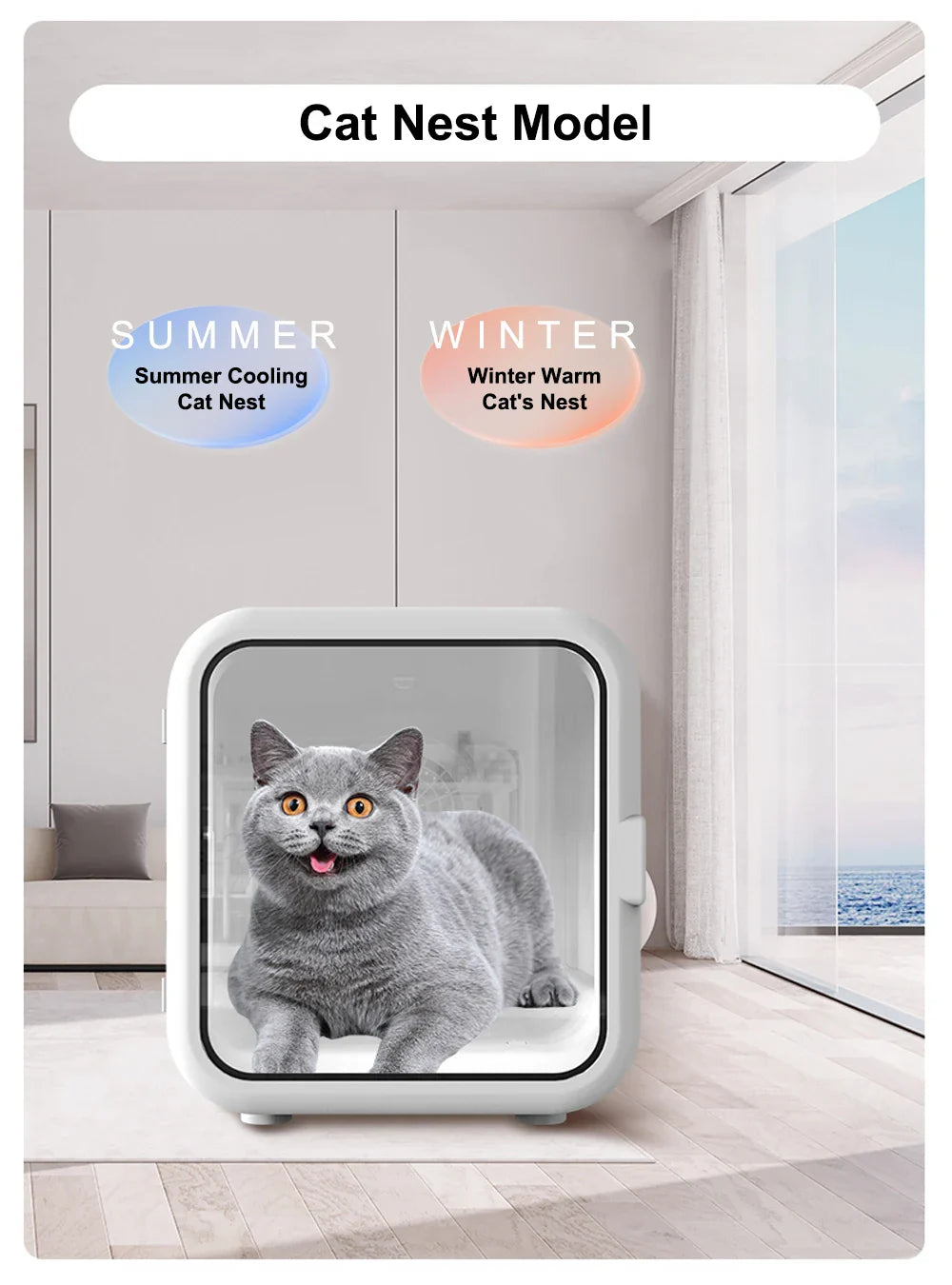 KTX-910803 65L Capacity Temperature-Controlled Air Drying Box for Small to Medium Dogs and Cats