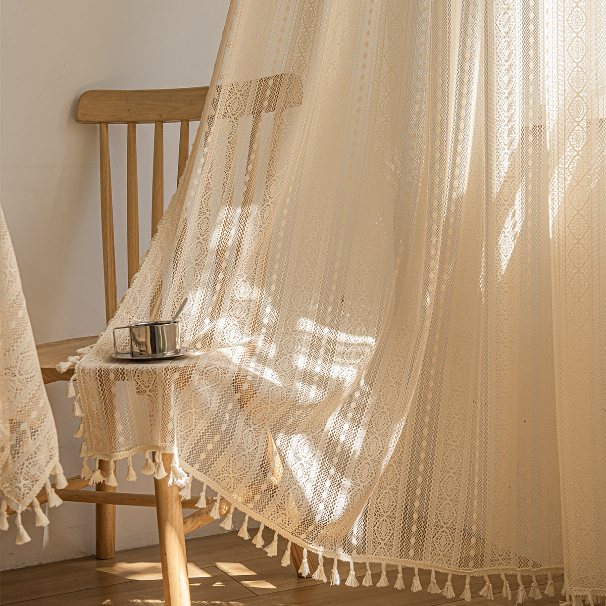 KTX-911251 Bohemian-Dot Lace Mesh Curtains for Living Room and Bedroom Décor