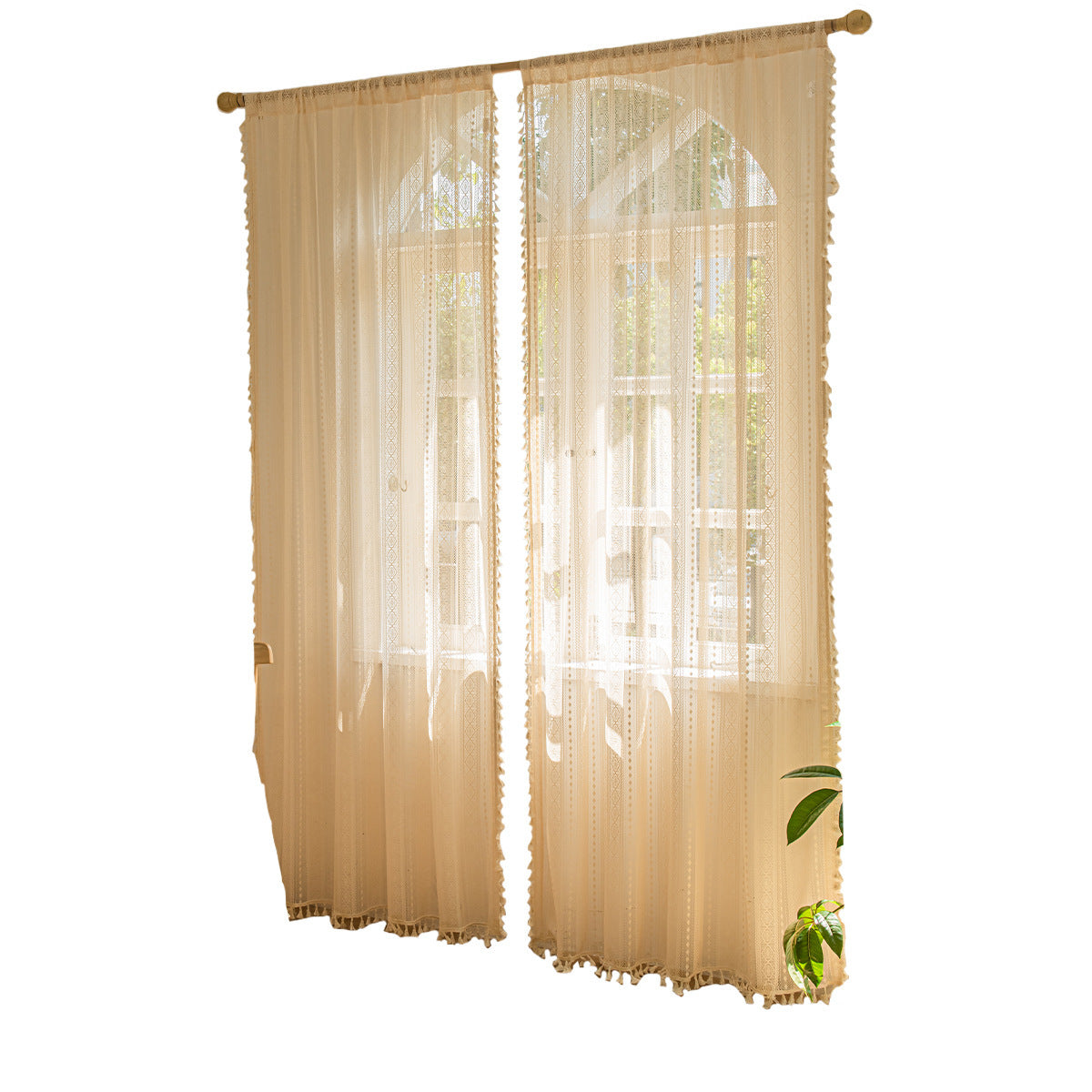 KTX-911251 Bohemian-Dot Lace Mesh Curtains for Living Room and Bedroom Décor