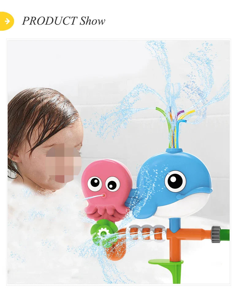 KTX-911379 Ocean Animal Outdoor Water Spray Sprinkler Toy for Kids, Eco-Friendly Plastic Fun for Ages 2 and Up