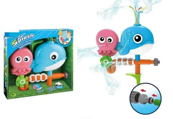 KTX-911379 Ocean Animal Outdoor Water Spray Sprinkler Toy for Kids, Eco-Friendly Plastic Fun for Ages 2 and Up