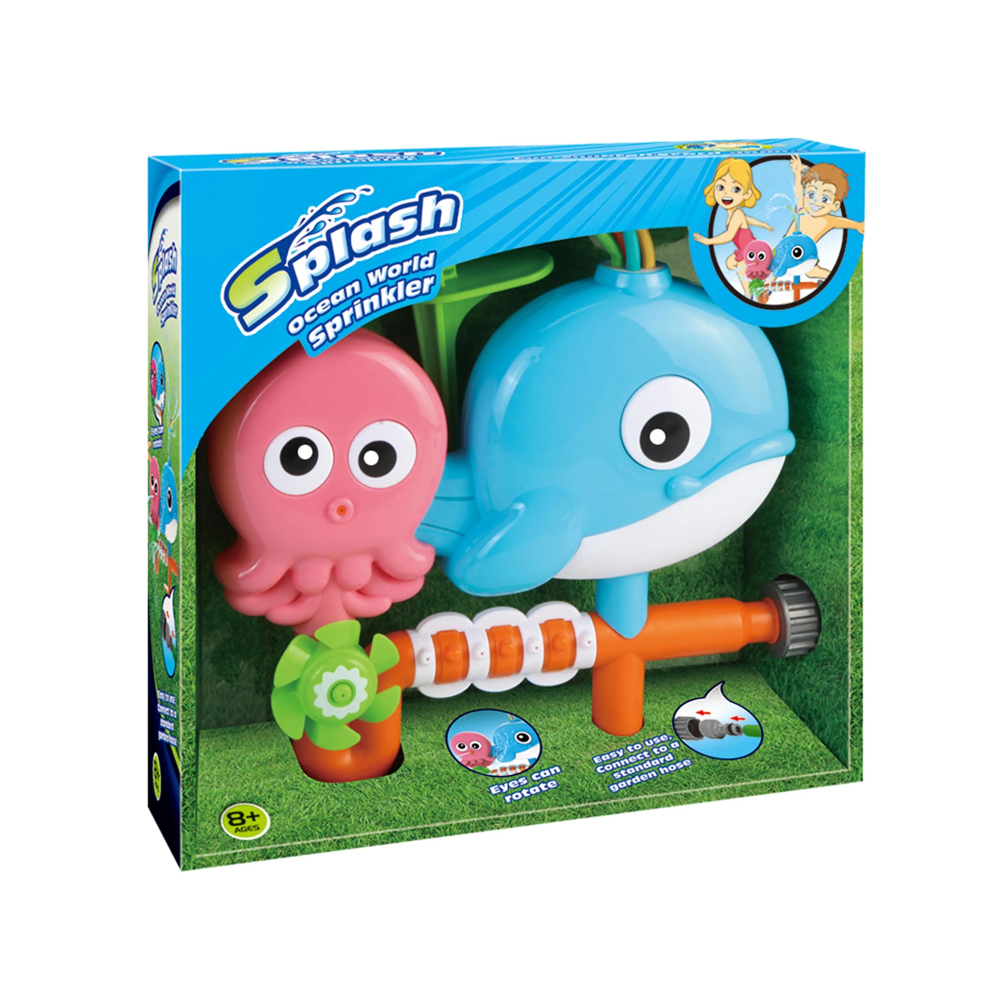 KTX-911379 Ocean Animal Outdoor Water Spray Sprinkler Toy for Kids, Eco-Friendly Plastic Fun for Ages 2 and Up
