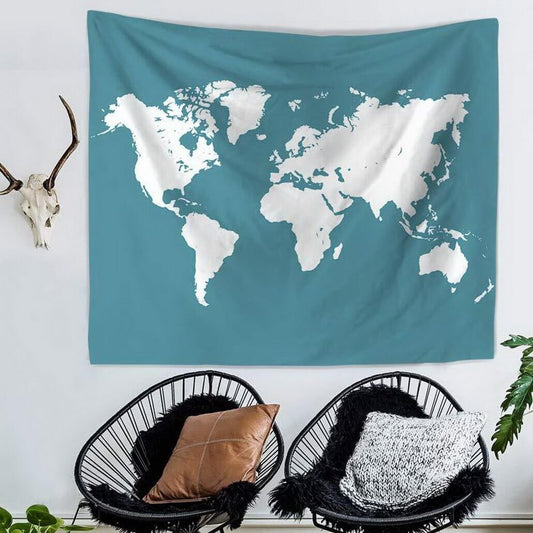 KTX-912403 Minimalist Map Tapestry - 100% Polyester Wall Hanging Decor
