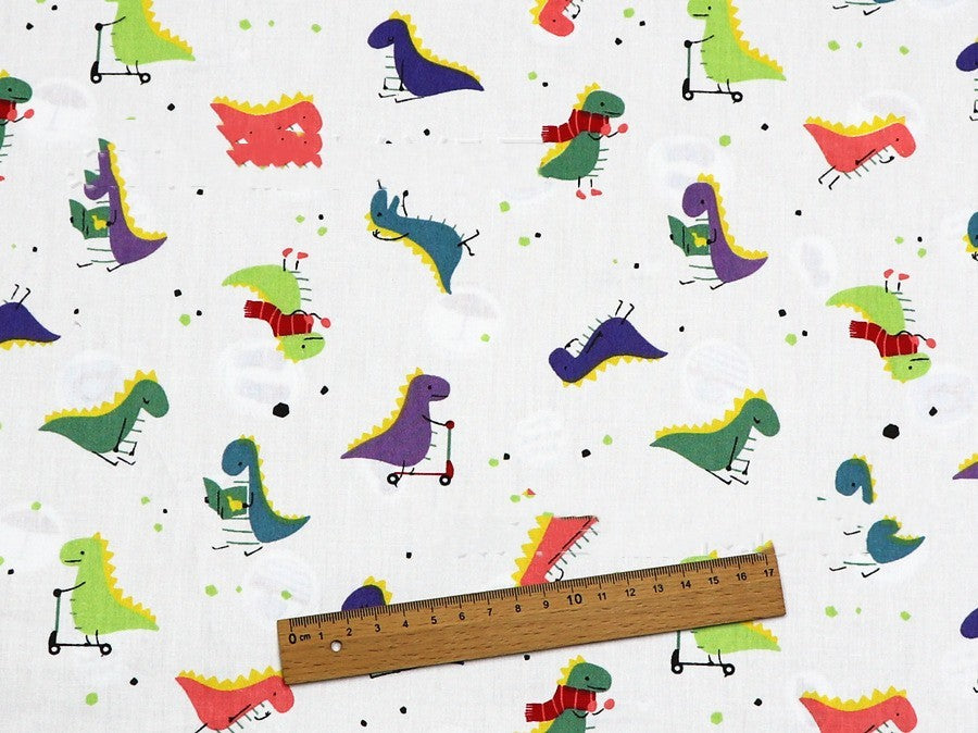 KTX-912531 Dinosaur Pattern Cotton Fabric Set – 100% Natural, Four-Piece Collection